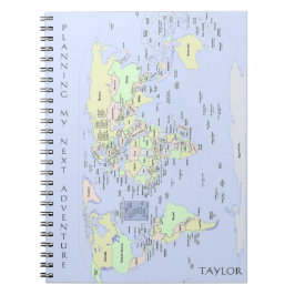 Caderno Espiral Mapa Mundial - Planejando Minha Próxima Aventura -