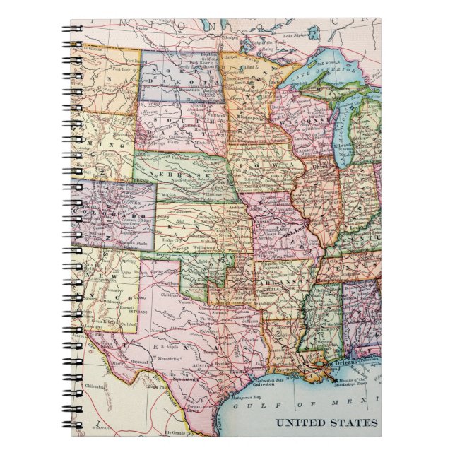 Caderno Espiral Mapa: Os Estados Unidos, 1905 (Frente)