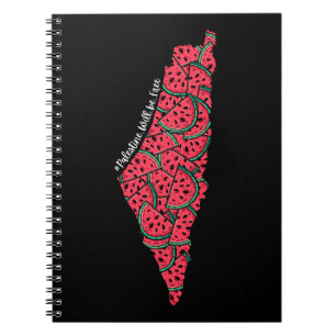 Caderno Espiral Mapa Palestino cheio de Melancias Palestina livr