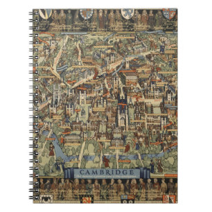 Caderno Espiral Mapa Picorial de Cambridge, Inglaterra