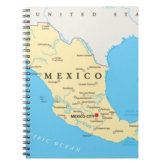 Caderno Espiral Mapa político de México (Frente)