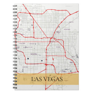 CADERNO ESPIRAL MAPA VERMELHO BRANCO DO ESBOÇO DE LAS VEGAS NEVAD