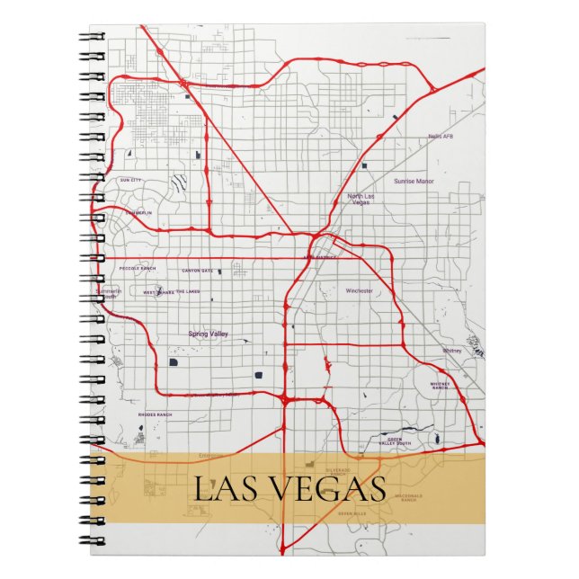 CADERNO ESPIRAL MAPA VERMELHO BRANCO DO ESBOÇO DE LAS VEGAS NEVADA (Frente)