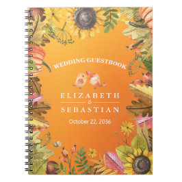 Caderno Espiral Mapeamento de outono de Guestbook de casamento out