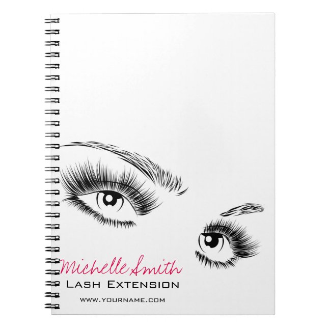 Caderno Espiral Maquiagem Chic de Eyelashes Preto e Branco Minimal (Frente)