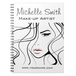 Caderno Espiral Maquiagem Feminina Elegante Negra e Branca Minimal