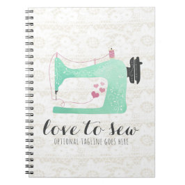 Caderno Espiral Máquina de costura no Chique Lace & Burlap