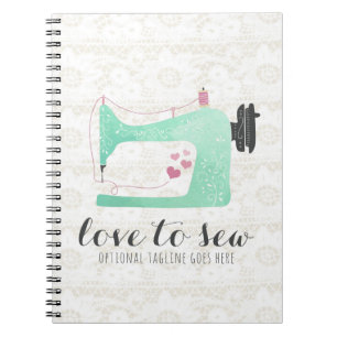 Caderno Espiral Máquina de costura no Chique Lace & Burlap