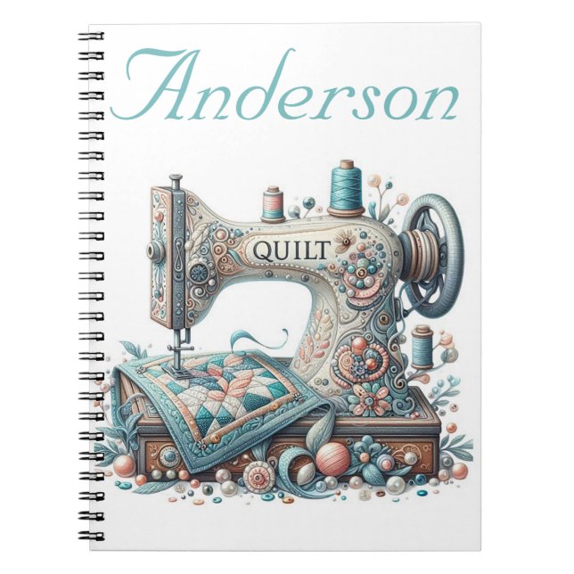 Caderno Espiral Máquina de costura personalizada (Frente)
