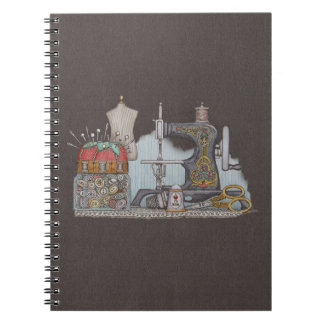 Caderno Espiral Máquina de costura psta mão