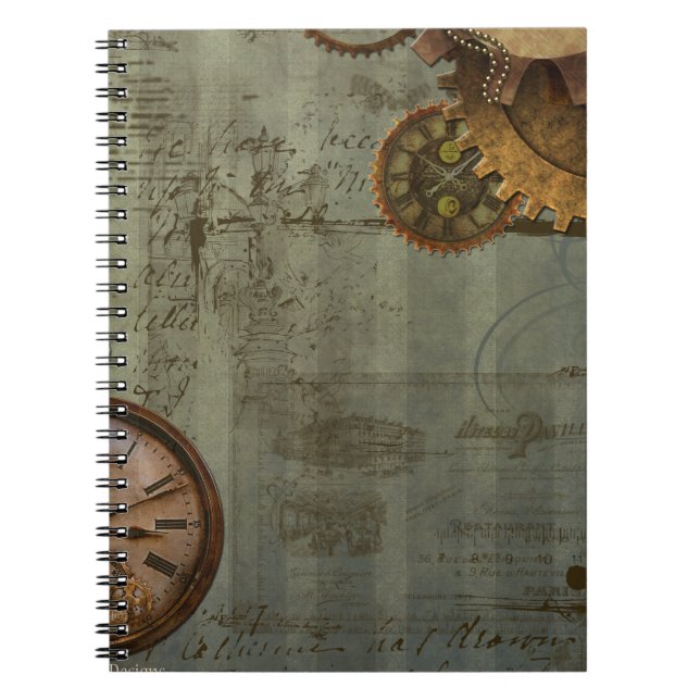 Caderno Espiral Máquina de Tempo Steampunk (Frente)