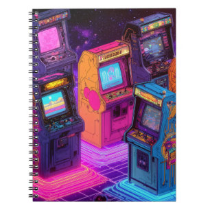 Caderno Espiral Máquinas De Arcade Retro