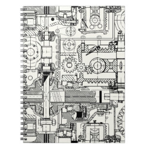 Caderno Espiral Máquinas Técnicas Sem Costura.