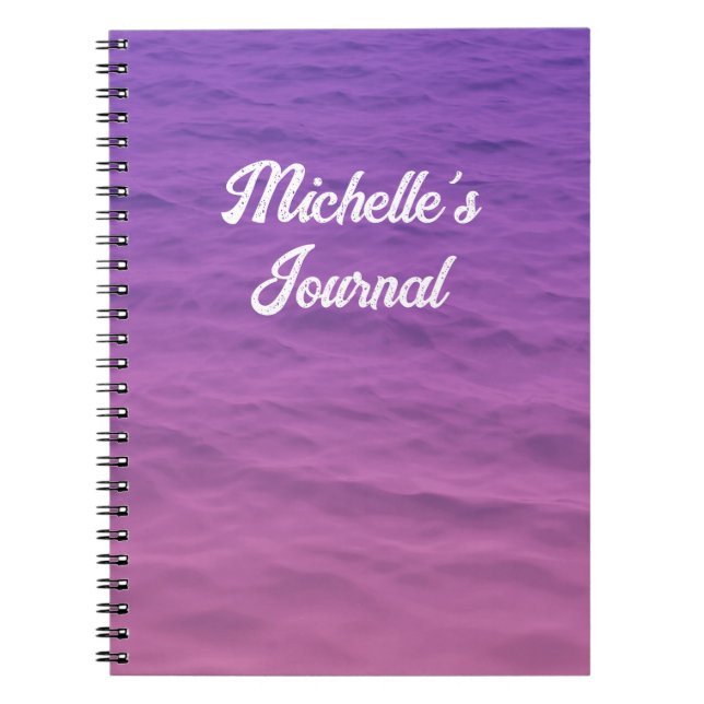 Caderno Espiral Mar Rosa e Roxo Personalizado Mar (Frente)