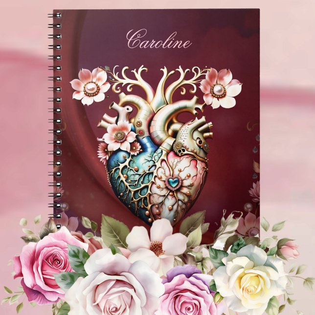 Caderno Espiral Maravilhoso, elegante, nobre coração. (Heart)