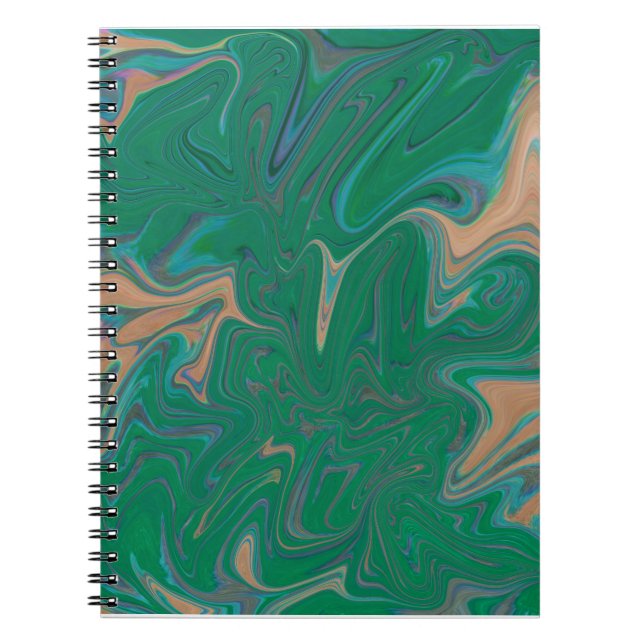 Caderno Espiral Marble Forms – Green & Gold Natural Flow (Frente)