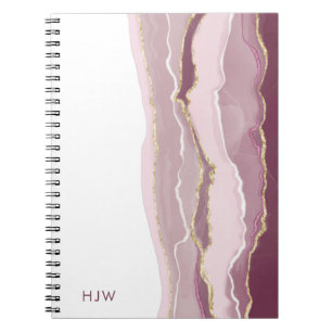 Caderno Espiral Marble Rosa