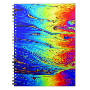 Caderno Espiral Marbled Rainbow Trabalho de arte Belo