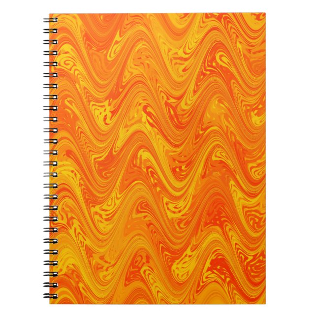 Caderno Espiral Marbling Orange Yellow Red Pattern (Frente)