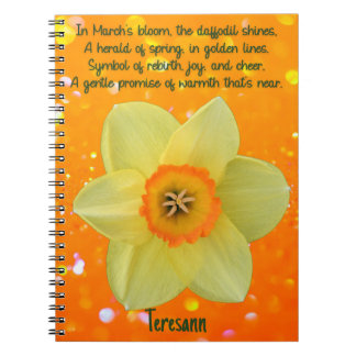 Caderno Espiral March Daffodil Birth Flower Spiral Notebook