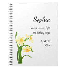 Caderno Espiral March Daffodil Personalized Birthday