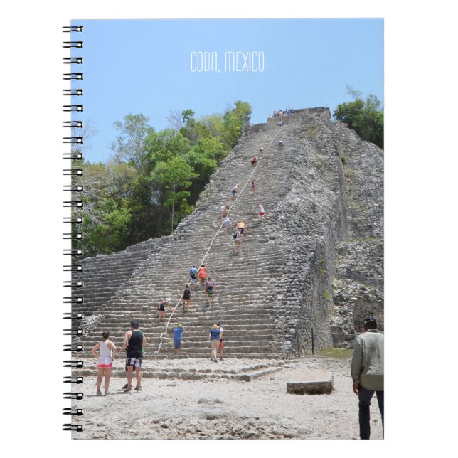 Caderno Espiral Marco da pirâmide Yucatan Coba Mayan México (Frente)