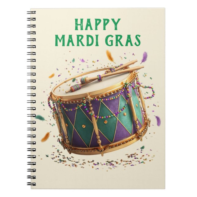 Caderno Espiral Mardi Gras Festive Drum (Frente)