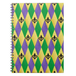 Caderno Espiral Mardi Gras Harlequin Fleur De Lis