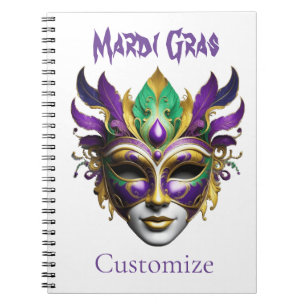 Caderno Espiral Mardi Gras Mask Thunder_Cove