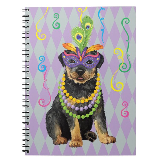 Caderno Espiral Mardi Gras Rottweiler (Frente)