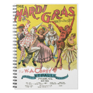 Caderno Espiral Mardi Gras Vintage Yellow Poster