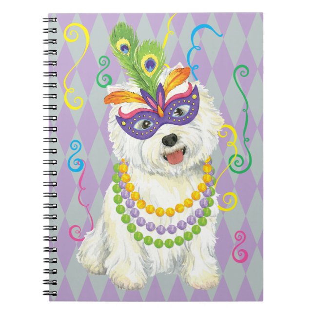 Caderno Espiral Mardi Gras Westie (Frente)