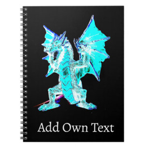 Caderno Espiral Maré Azur Serpente Mística Dragão Fantasia Arte Oc