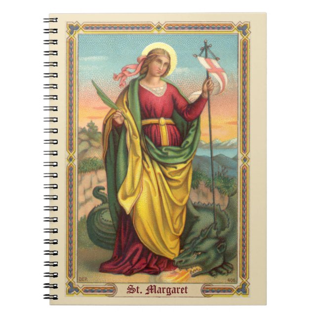 Caderno Espiral Margaret com o Dragão e a faixa de ressurreição (Frente)