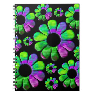 Caderno Espiral Margarida azul roxa-neon