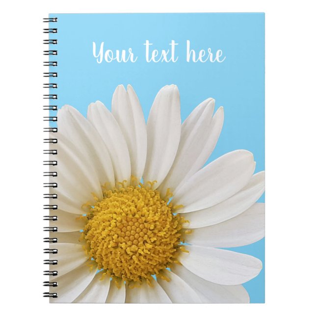 Caderno Espiral Margarida Branca Personalizada (Frente)