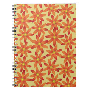 Caderno Espiral Margarida Floral em Amarelo Quente Retro