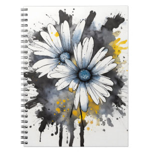 Caderno Espiral Margarida - Flores de aquarela