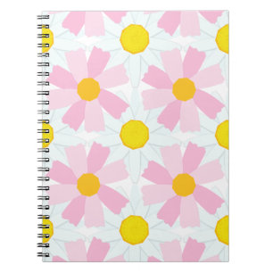 Caderno Espiral Margarida rosa e branca