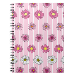 Caderno Espiral Margarida Rosa e Branca Branca