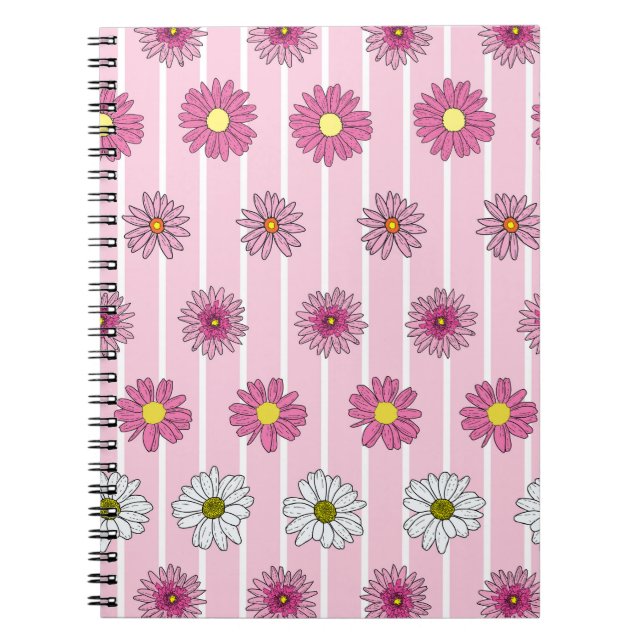 Caderno Espiral Margarida Rosa e Branca Branca (Frente)