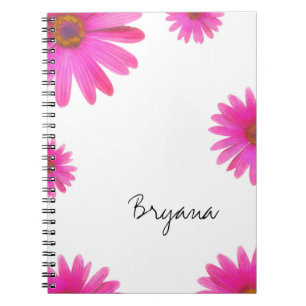 Caderno Espiral Margaridas Cor-de-Rosa Floral Margarida Elegante C
