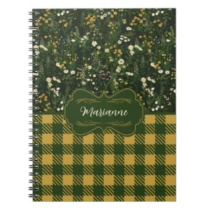 Caderno Espiral Marianne Dark Daisy Floral Xadrez