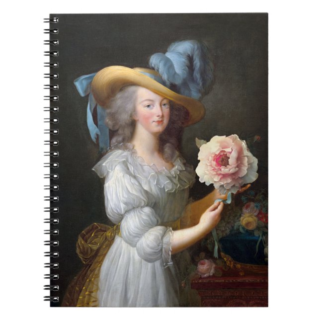 Caderno Espiral Marie Antoinette com uma peônia rosa (Frente)