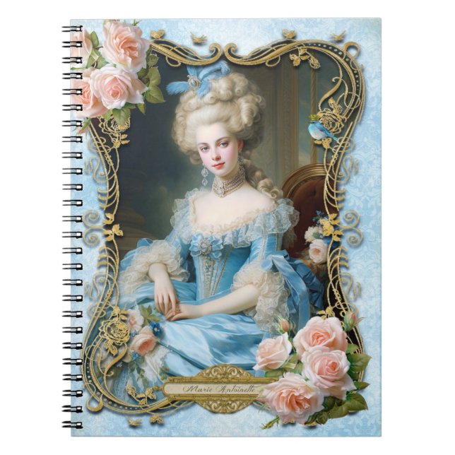 Caderno Espiral Marie Antoinette,French,Paris,portrait,roses メモ帳 (Frente)