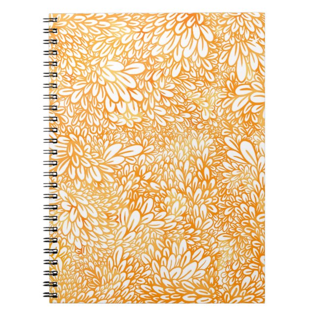 Caderno Espiral Marigold Floral: Simples Padrão Laranja (Frente)