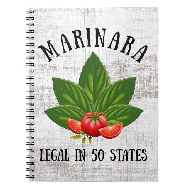Caderno Espiral Marinara Legal em 50 Estados Basil e Tomates (Frente)