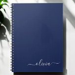 Caderno Espiral Marinho Azul Branco Script Moderno Girn Nome do Mo<br><div class="desc">Planeador de Notebook Espiral com Nome Simples de Script Azul e Branco. Isto faz o doce e perfeito aniversário de 16 anos,  casamento,  chá de panela,  aniversário,  chá de fraldas ou festa de solteira presente para alguém que ama luxo de luxo e estilos quíticos.</div>