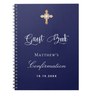 Caderno Espiral Marinho azul de confirmação do livro convidado bra