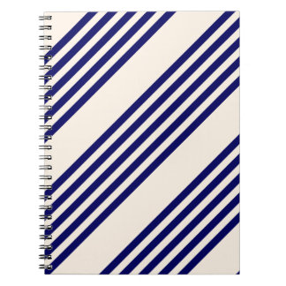 Caderno Espiral Marinho azul e bege cinco faixas